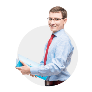 A suited male accountant