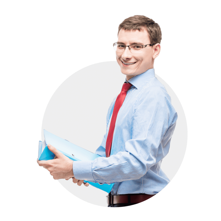A suited male accountant