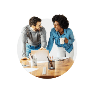 Two every day people discussing reasons to start their own business