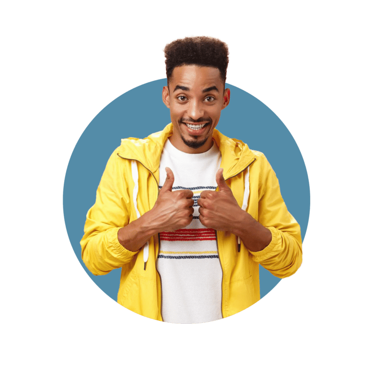 An everyday business owner in a bright yellow hoodie, practising closing techniques to win more business
