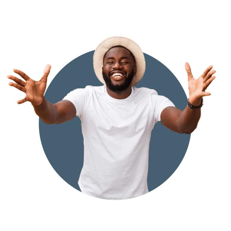 A happy everyday business man who has used our 10 Life Hacks to Make You Happier, Healthier & Wealthier
